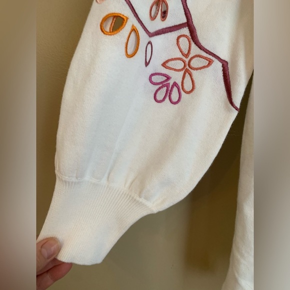 Chicos cardigan sweater multi eyelet alabaster embroidered spring Easter - Picture 3 of 11